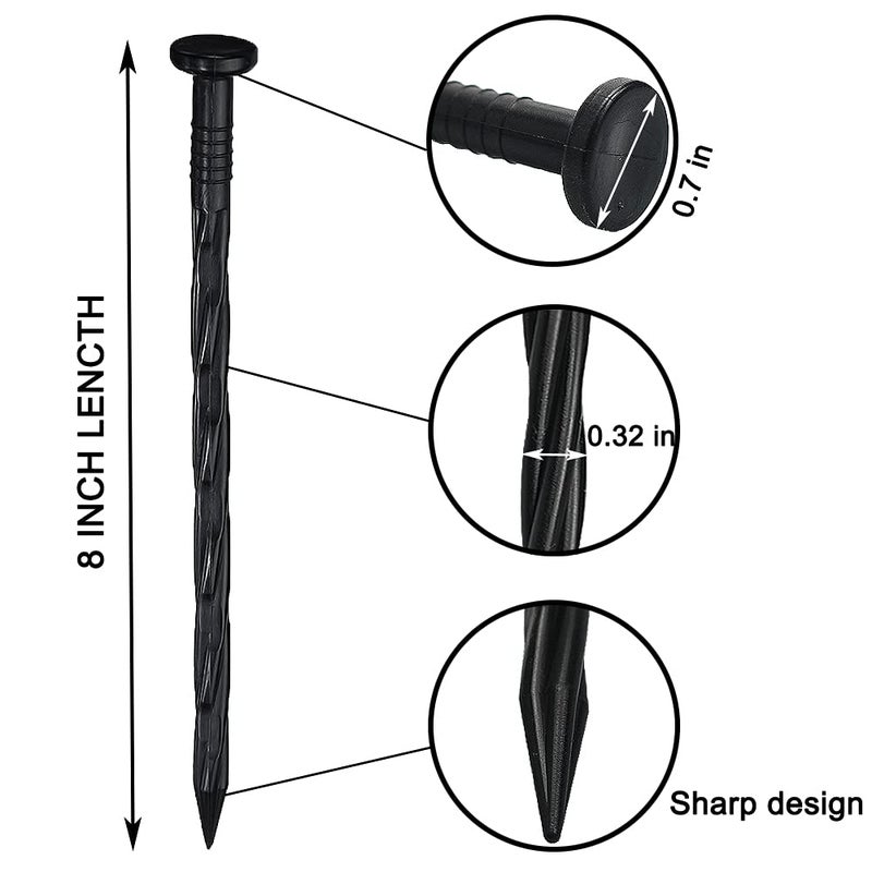 Yowlieu 30 Pcs Spiral Landscape Anchoring Spikes  8 Inch Landscaping Fabric Edging Anchoring Stakes Plastic Edging Nails Nylon Garden Lawn Yard Spikes - Image 2